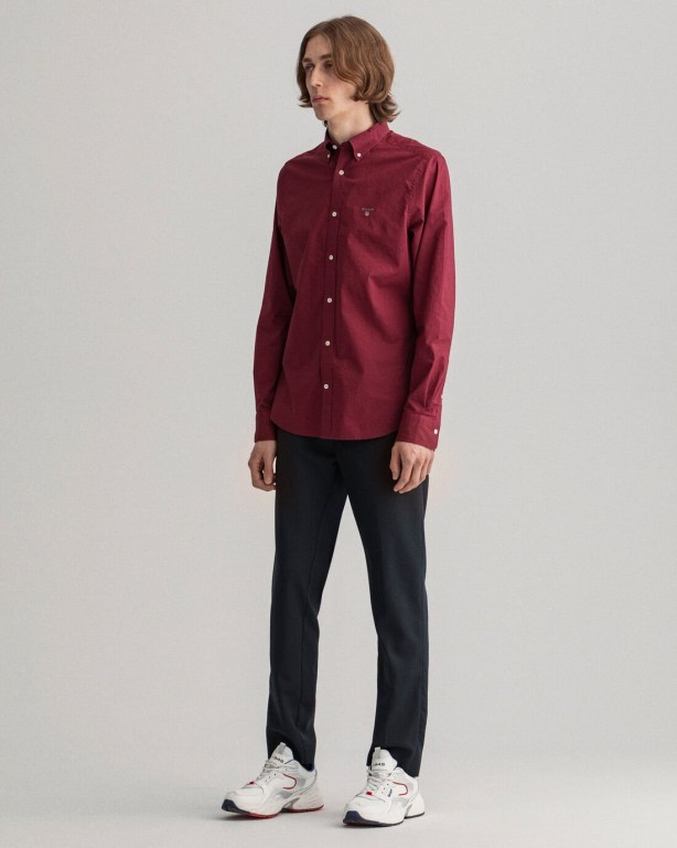 Gant Slim Fit Broadcloth Men's Shirts Red | We2dIqO3Sar