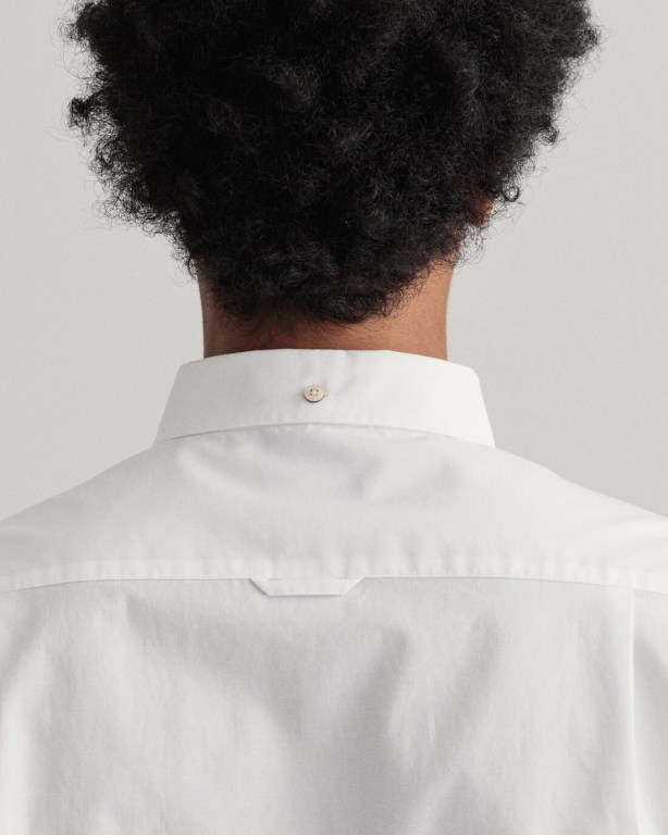 Gant Slim Fit Broadcloth Men's Shirts White | BkiCkeIdOFa