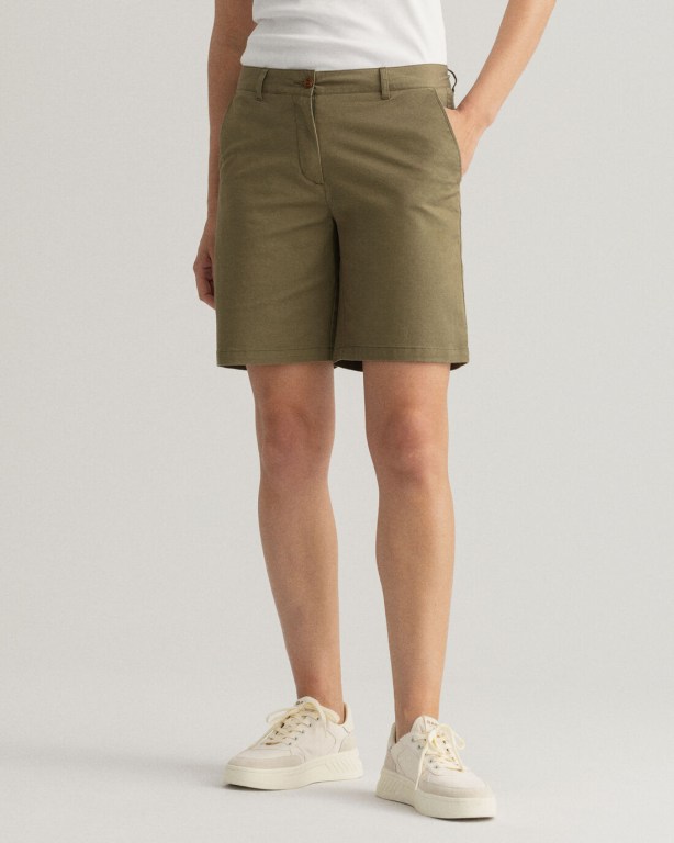 Gant Slim Fit Classic Chino Women's Shorts Green | FzEtI05BWlr