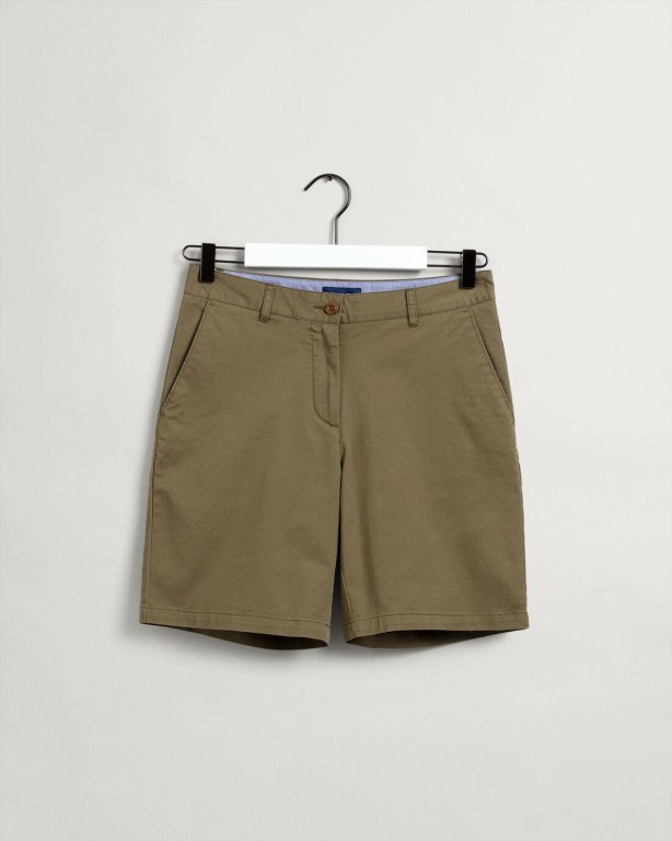 Gant Slim Fit Classic Chino Women's Shorts Green | FzEtI05BWlr