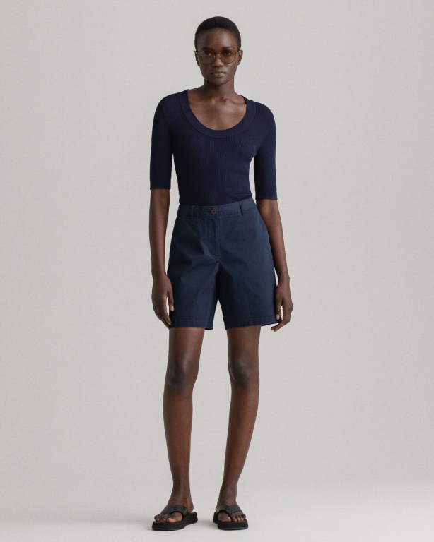 Gant Slim Fit Classic Chino Women's Shorts Dark Blue | gZdTWeiVdzN