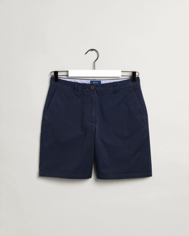 Gant Slim Fit Classic Chino Women's Shorts Dark Blue | gZdTWeiVdzN