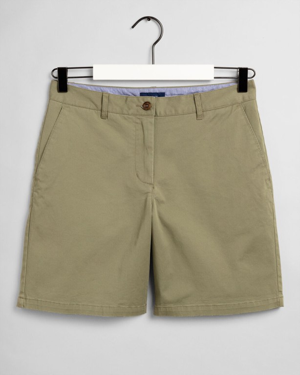 Gant Slim Fit Classic Chino Women's Shorts Green | pxF0Vvr0JBz