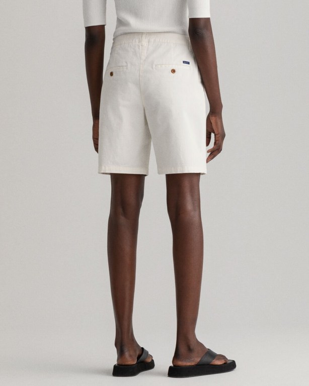 Gant Slim Fit Classic Chino Women's Shorts White | wH2FDOgKmYF