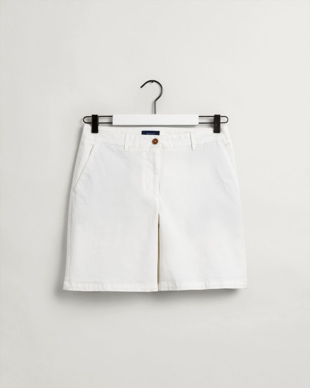 Gant Slim Fit Classic Chino Women's Shorts White | wH2FDOgKmYF