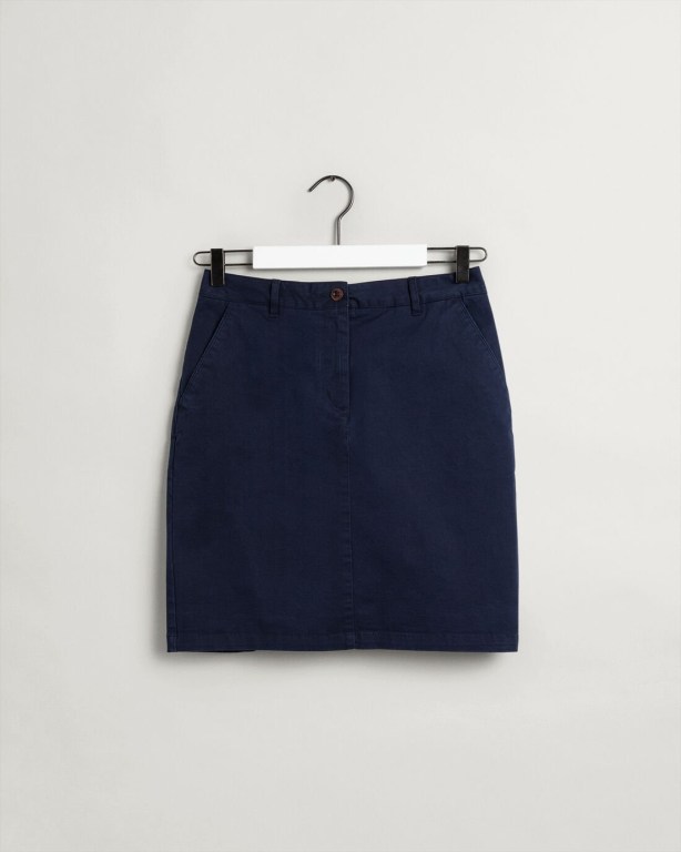 Gant Slim Fit Classic Chino Women's Skirts Dark Blue | vvbbf1Kscz2