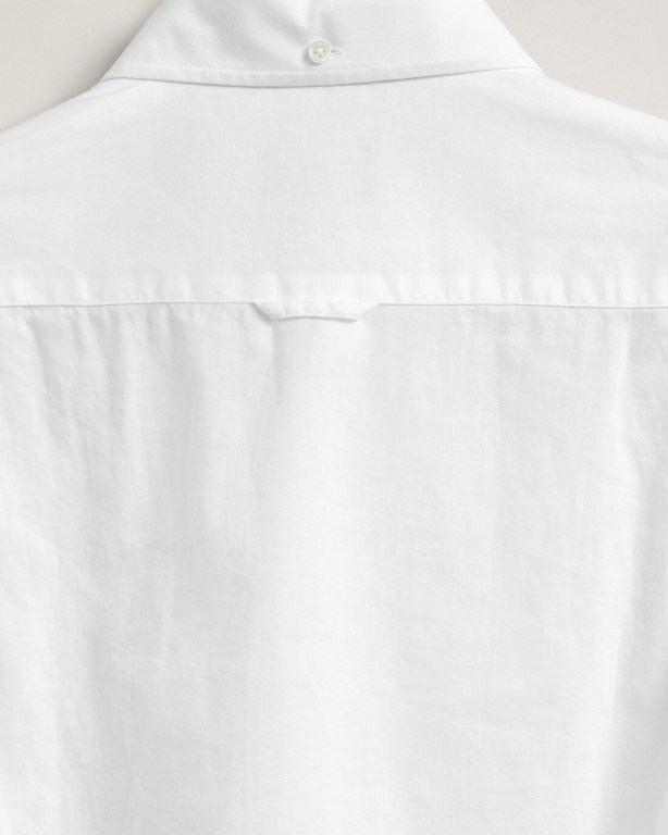 Gant Slim Fit Cotton Linen Men's Shirts White | qmf18GE6lDW