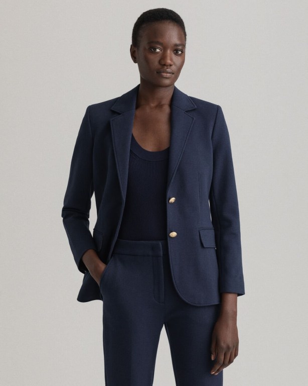 Gant Slim Fit Jersey Women's Blazers Blue | NFfG9Xsm5U6