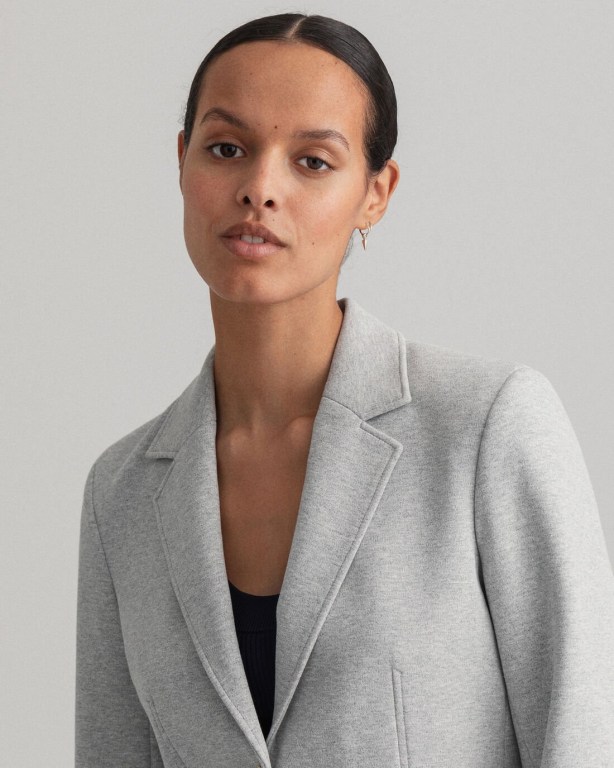 Gant Slim Fit Jersey Women's Blazers Grey | FpHjM0pIzUC