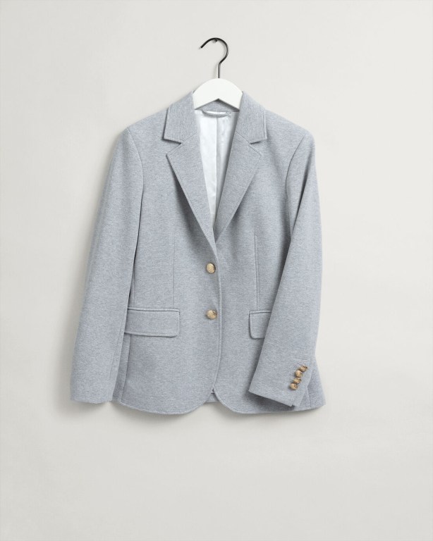 Gant Slim Fit Jersey Women's Blazers Grey | FpHjM0pIzUC