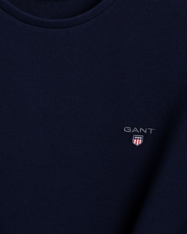 Gant Slim Fit Piqué Men's T-shirts Blue | lS7TXatREfx