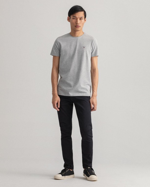 Gant Slim Fit Piqué Men's T-shirts Grey | CO6xBMlLTQJ