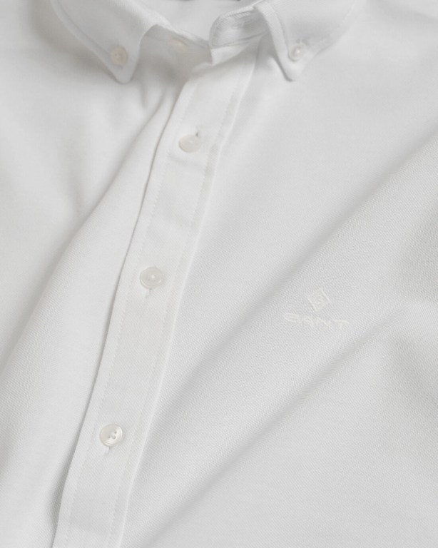 Gant Slim Fit Tech Prep™ Piqué Men's Shirts White | TfAKPcyiWAk