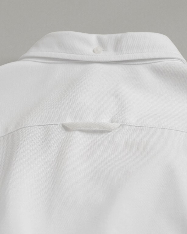 Gant Slim Fit Tech Prep™ Piqué Men's Shirts White | TfAKPcyiWAk