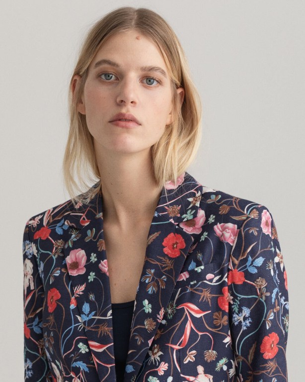 Gant Slim Fit Wild Floral Print Women's Blazers Blue | FvzGA3wpTLm