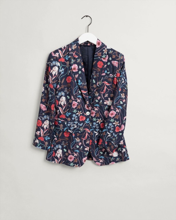 Gant Slim Fit Wild Floral Print Women's Blazers Blue | FvzGA3wpTLm