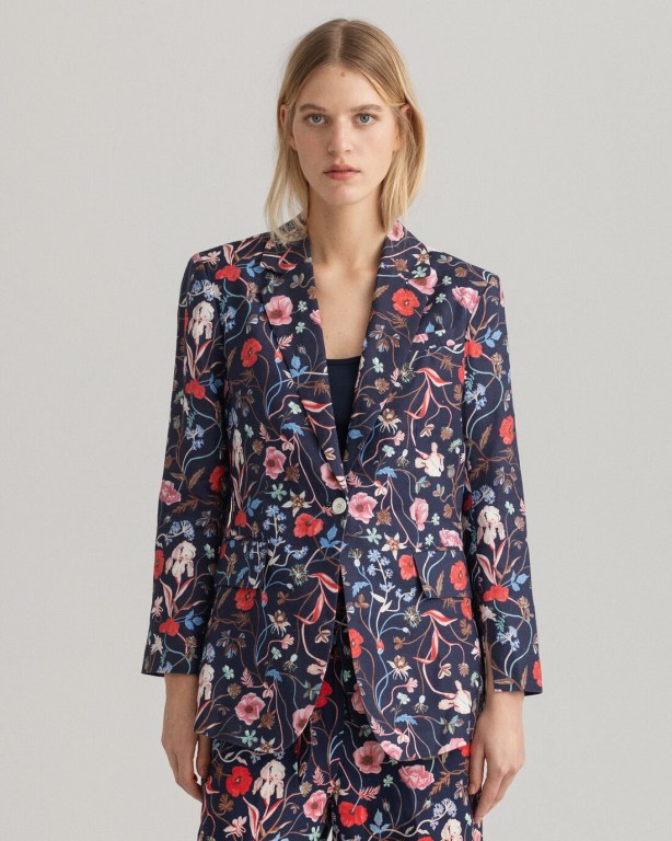 Gant Slim Fit Wild Floral Print Women\'s Blazers Blue | FvzGA3wpTLm