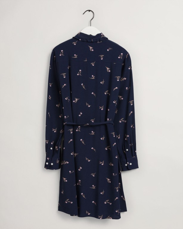 Gant Small Flower Print Women's Dresses Blue | 24zyxWJbrBv