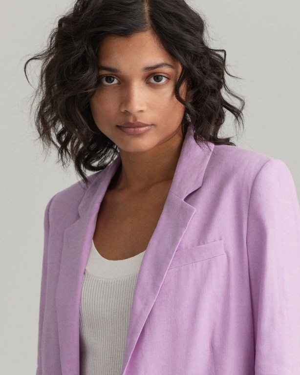 Gant Straight Fit Stretch Linen Women's Blazers Purple | XXadZYZrpVR