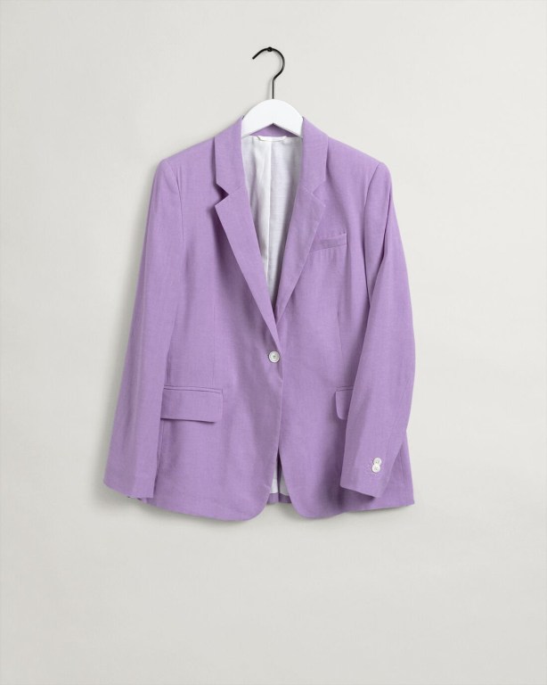 Gant Straight Fit Stretch Linen Women's Blazers Purple | XXadZYZrpVR