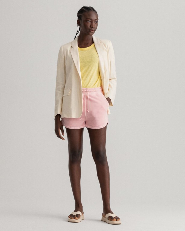 Gant Straight Fit Stretch Linen Women's Blazers Cream | cy2goJAUqfb