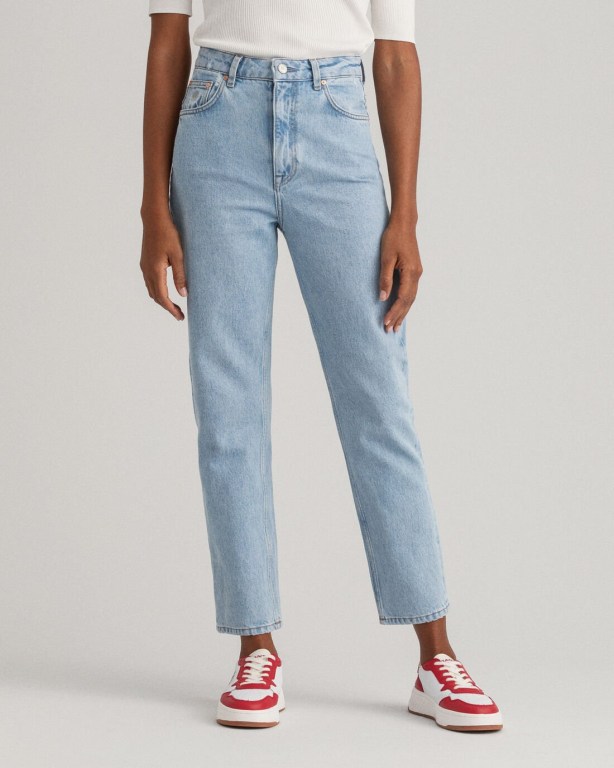 Gant Straight Leg High-Waisted Cropped Women's Jeans Light Blue | m16SX80FalK