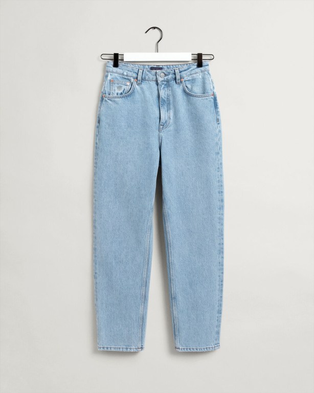 Gant Straight Leg High-Waisted Cropped Women's Jeans Light Blue | m16SX80FalK