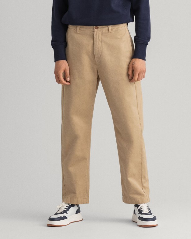 Gant Straight Twill Chinos Men's Pants Dark Khaki | cjJaVHMFE0V