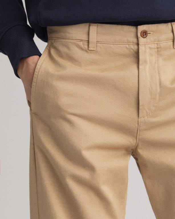 Gant Straight Twill Chinos Men's Pants Dark Khaki | cjJaVHMFE0V