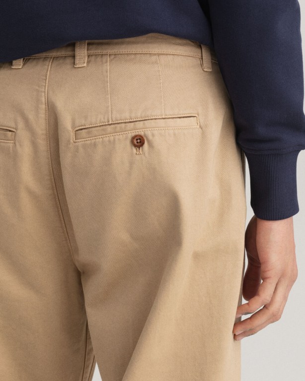 Gant Straight Twill Chinos Men's Pants Dark Khaki | cjJaVHMFE0V