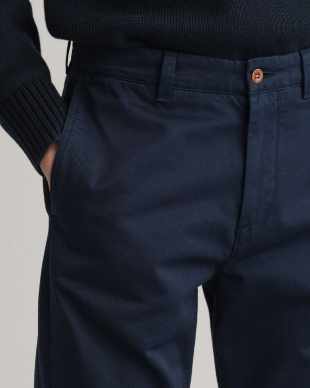 Gant Straight Twill Chinos Men's Pants Dark Blue | hgNlr0JtYA3