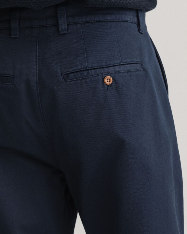 Gant Straight Twill Chinos Men's Pants Dark Blue | hgNlr0JtYA3