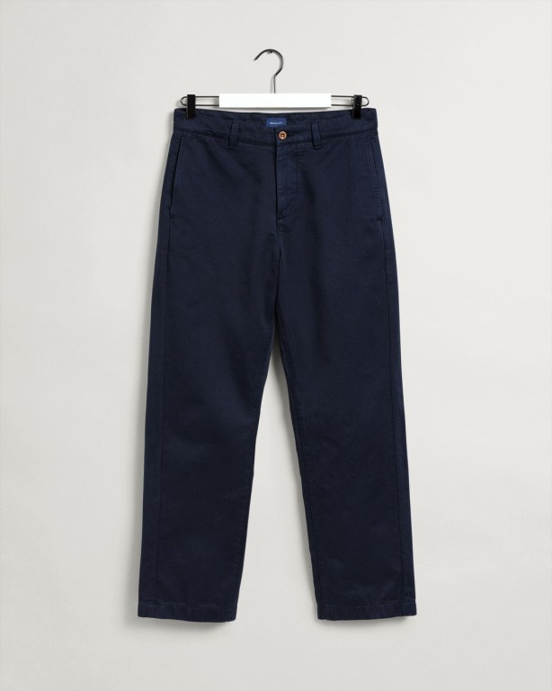 Gant Straight Twill Chinos Men's Pants Dark Blue | hgNlr0JtYA3