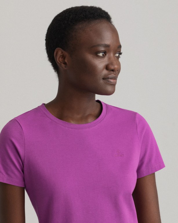 Gant Stretch Cotton Top Women's T-shirts Purple | S72YbWy1RpC