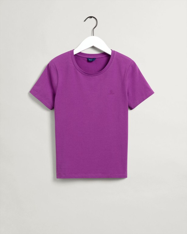 Gant Stretch Cotton Top Women's T-shirts Purple | S72YbWy1RpC