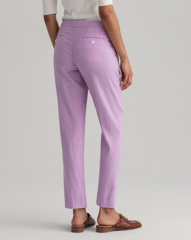 Gant Stretch Linen Tapered Women's Pants Purple | PcjtWlUbGMz