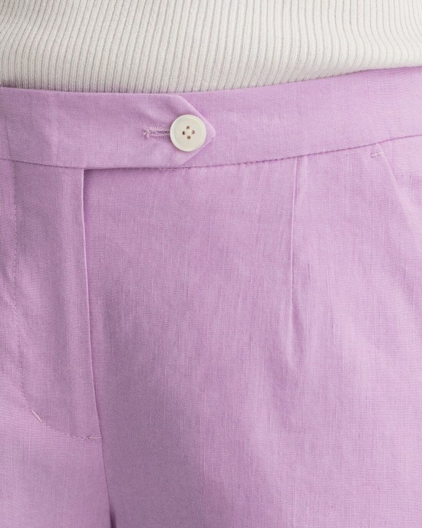 Gant Stretch Linen Tapered Women's Pants Purple | PcjtWlUbGMz