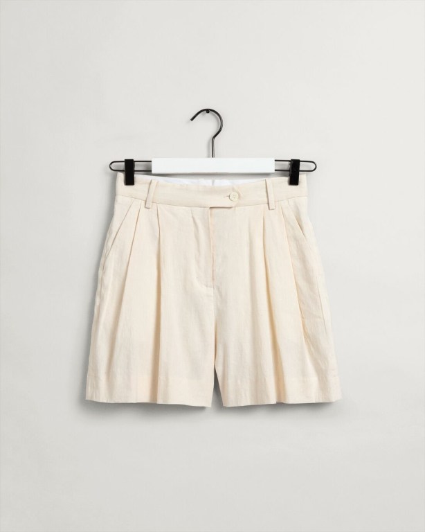 Gant Stretch Linen Women's Shorts Cream | 1S0mHSc7CjX