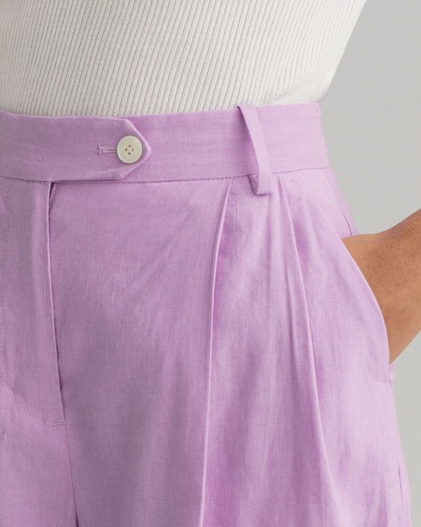 Gant Stretch Linen Women's Shorts Purple | GcgbEjPc1y2