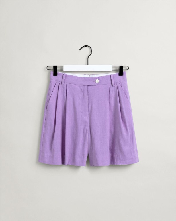 Gant Stretch Linen Women's Shorts Purple | GcgbEjPc1y2