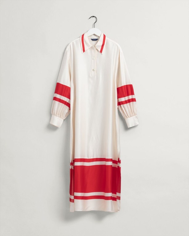 Gant Stripe Detail Women's Dresses White | Z3xtoTePsXw