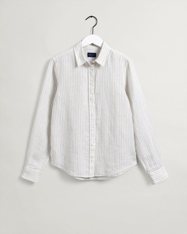 Gant Stripe Linen Women's Shirts Beige | ANA4TMXvAm9