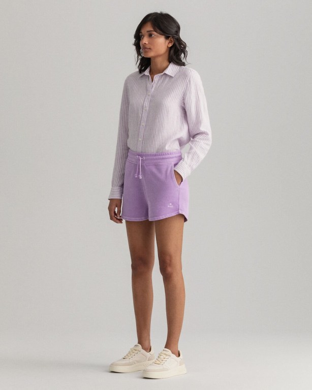 Gant Stripe Linen Women's Shirts Purple | Ju5KQKVXCj1