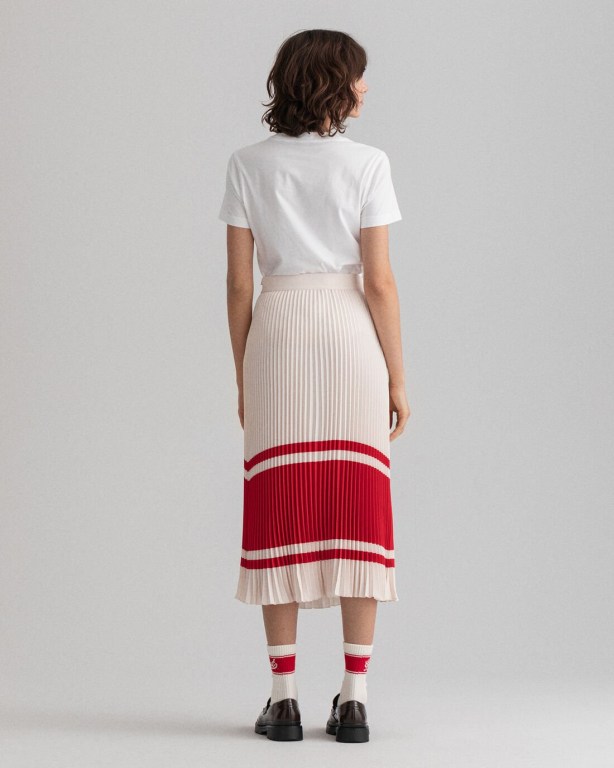 Gant Stripe Pleated Women's Skirts White | T949rFAjmWn