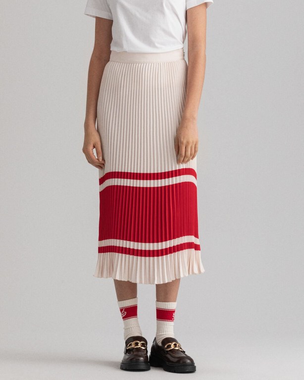 Gant Stripe Pleated Women's Skirts White | T949rFAjmWn