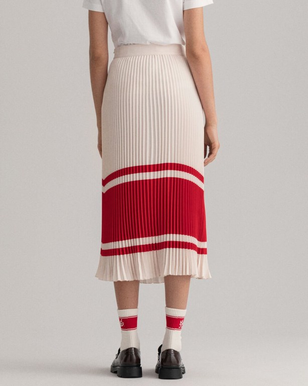 Gant Stripe Pleated Women's Skirts White | T949rFAjmWn