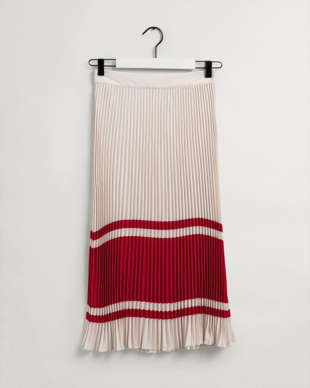 Gant Stripe Pleated Women's Skirts White | T949rFAjmWn