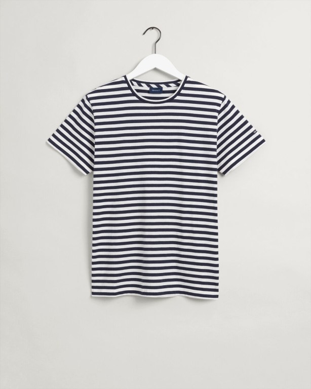 Gant Striped Men's T-shirts Blue | xrhJKU7EHw7