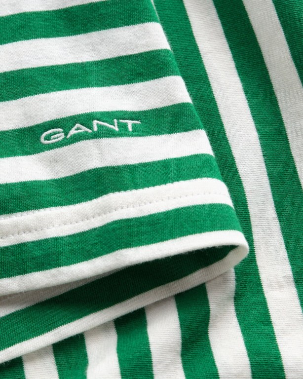 Gant Striped Men's T-shirts Green | RUJUGuxIuZw