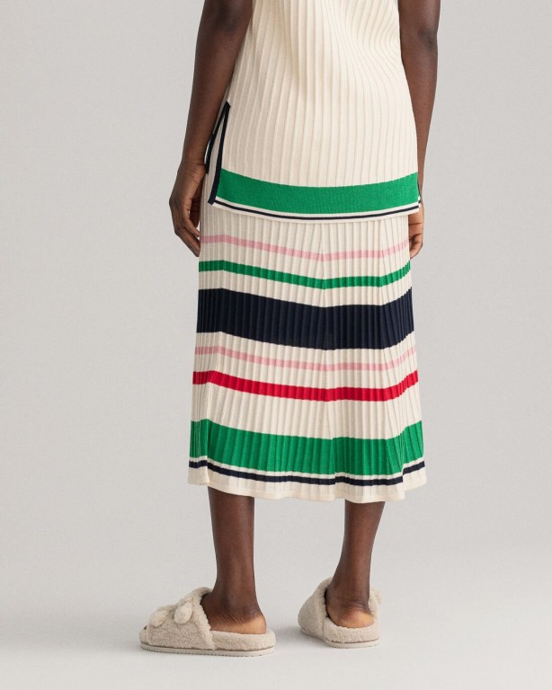 Gant Striped Rib Knit Women's Skirts White | mNUkQsI15kq